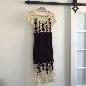 RARE free people velvet / lace gown